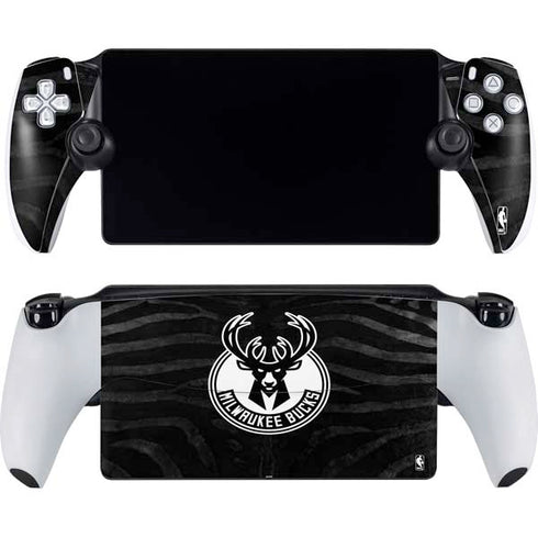 NBA Milwaukee Bucks Animal Print Black PlayStation Portal Remote Player Skin