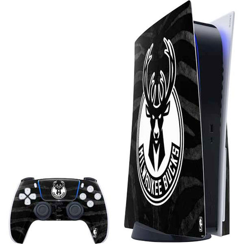 NBA Milwaukee Bucks Animal Print Black PlayStation PS5 Skins