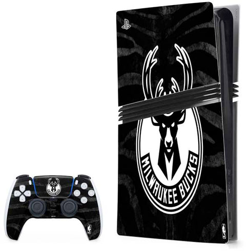 NBA Milwaukee Bucks Animal Print Black PlayStation PS5 Skins
