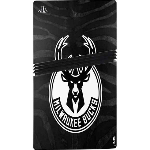 NBA Milwaukee Bucks Animal Print Black PS5 Pro Disk Console Skin
