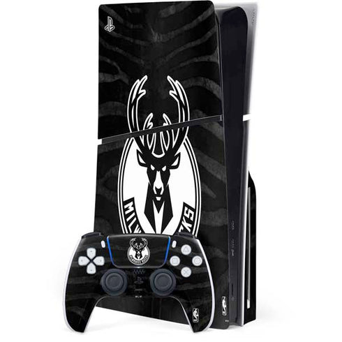 NBA Milwaukee Bucks Animal Print Black PlayStation PS5 Skins