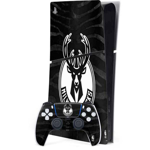 NBA Milwaukee Bucks Animal Print Black PlayStation PS5 Skins