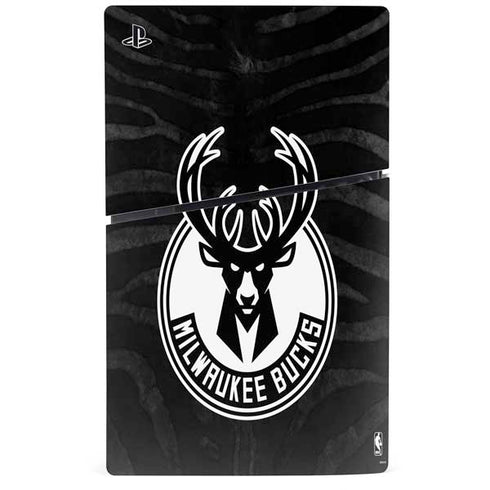 NBA Milwaukee Bucks Animal Print Black PS5 Slim Digital Edition Console Skin