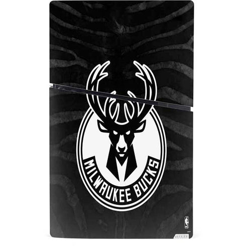 NBA Milwaukee Bucks Animal Print Black PS5 Slim Digital Edition Console Skin