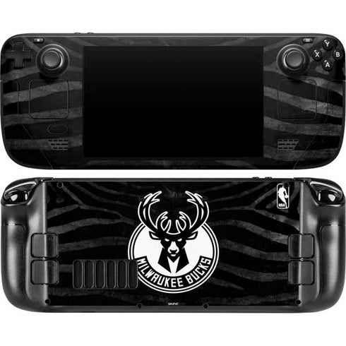 NBA Milwaukee Bucks Animal Print Black Steam Deck Handheld Gaming Computer OLED Skin