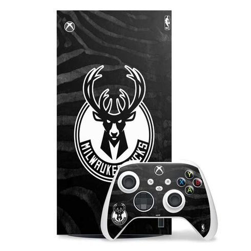 NBA Milwaukee Bucks Animal Print Black Xbox Series X Skins