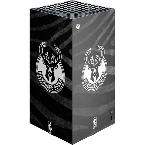 NBA Milwaukee Bucks Animal Print Black XBox Series X Digital Edition Console Skin