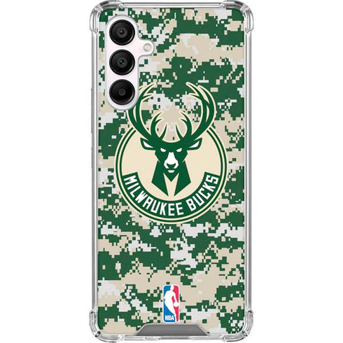 NBA Milwaukee Bucks Camo Digi Galaxy A16 5G Clear Case
