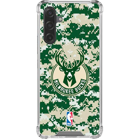NBA Milwaukee Bucks Camo Digi Galaxy A17 Clear Case
