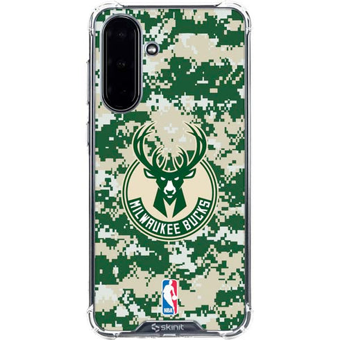 NBA Milwaukee Bucks Camo Digi Galaxy A36 5G Clear Case