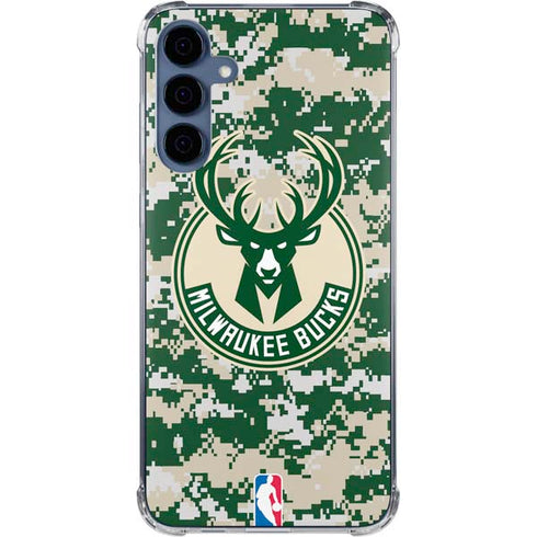 NBA Milwaukee Bucks Camo Digi Galaxy A55 5G Clear Case