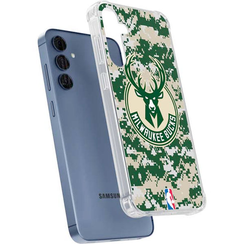 NBA Milwaukee Bucks Camo Digi Galaxy A55 5G Clear Case