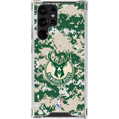 NBA Milwaukee Bucks Camo Digi Galaxy S23 Ultra Clear Case