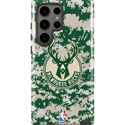 NBA Milwaukee Bucks Camo Digi Galaxy S23 Ultra Pro Case