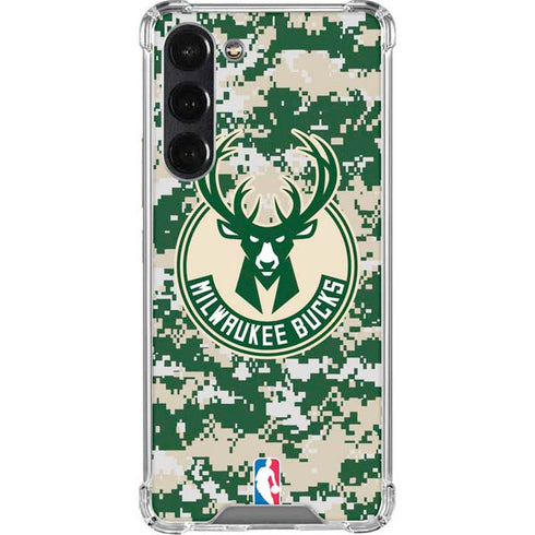 NBA Milwaukee Bucks Camo Digi Galaxy S24 FE Clear Case