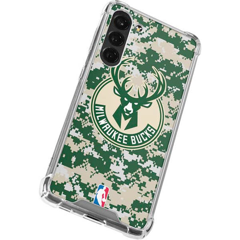 NBA Milwaukee Bucks Camo Digi Galaxy S24 FE Clear Case