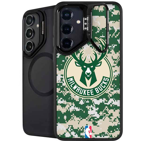 NBA Milwaukee Bucks Camo Digi Galaxy S24 FE Kickstand Case