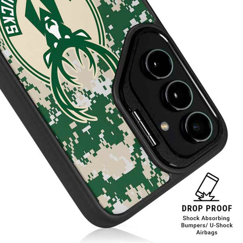 NBA Milwaukee Bucks Camo Digi Galaxy S24 FE Kickstand Case