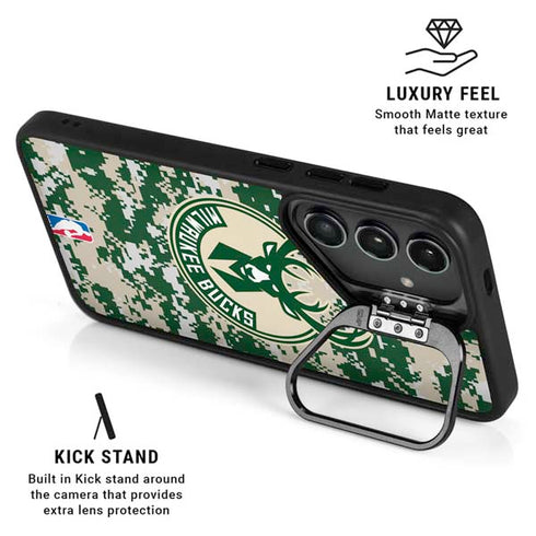 NBA Milwaukee Bucks Camo Digi Galaxy S25 Plus Kickstand Case