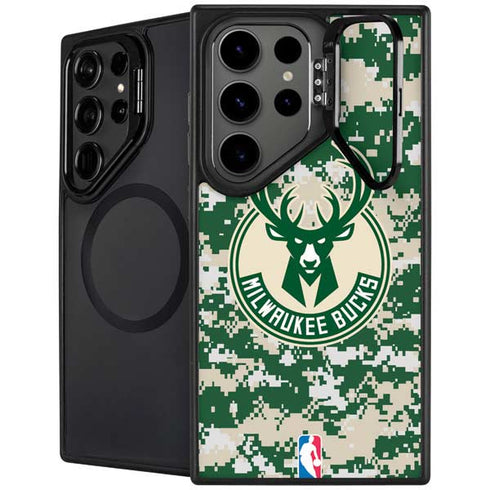 NBA Milwaukee Bucks Camo Digi Galaxy S25 Ultra Kickstand Case