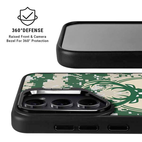 NBA Milwaukee Bucks Camo Digi Galaxy S25 Ultra Kickstand Case