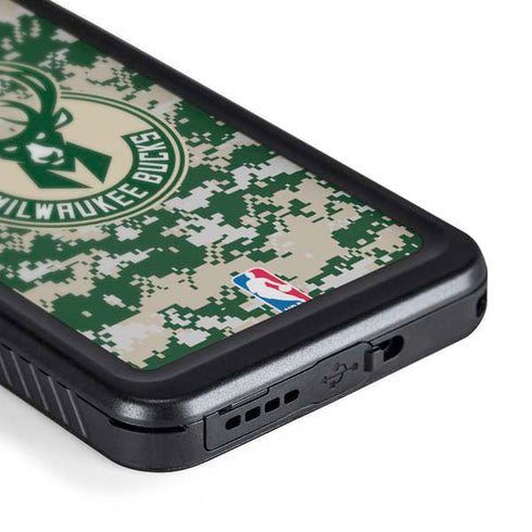 NBA Milwaukee Bucks Camo Digi Galaxy S24 Waterproof Case