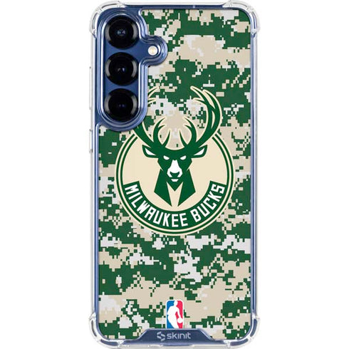 NBA Milwaukee Bucks Camo Digi Galaxy S25 Plus Clear Case