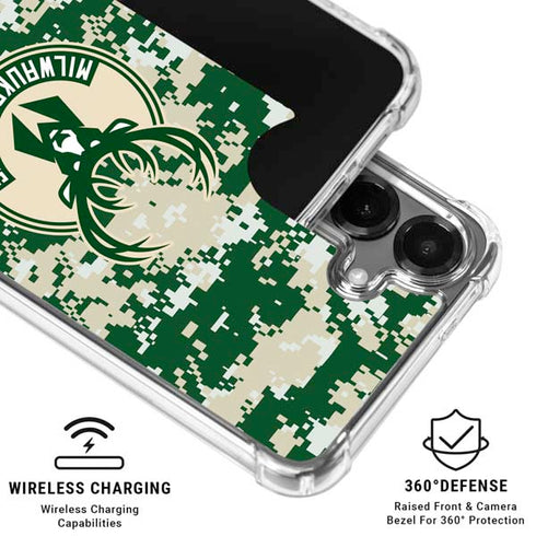 NBA Milwaukee Bucks Camo Digi Galaxy S26 Clear Case