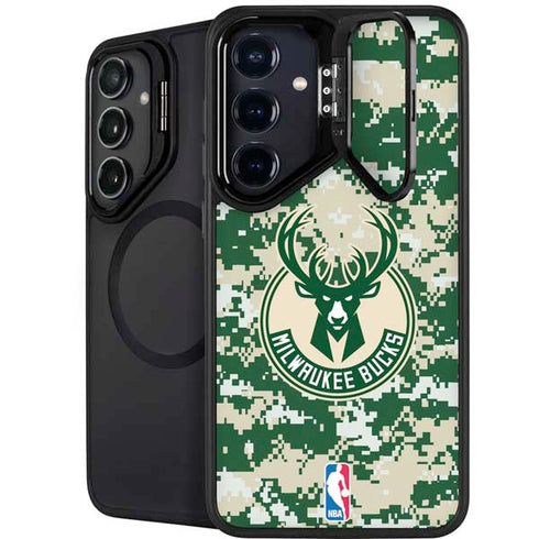 NBA Milwaukee Bucks Camo Digi Galaxy S26 Kickstand Case