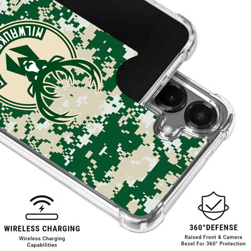 NBA Milwaukee Bucks Camo Digi Galaxy S26 Plus Clear Case