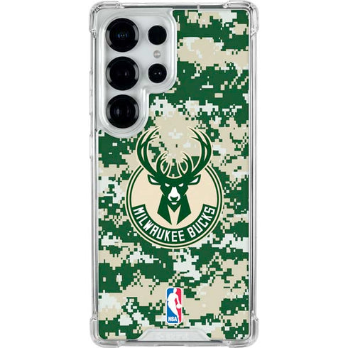 NBA Milwaukee Bucks Camo Digi Galaxy S26 Ultra Clear Case
