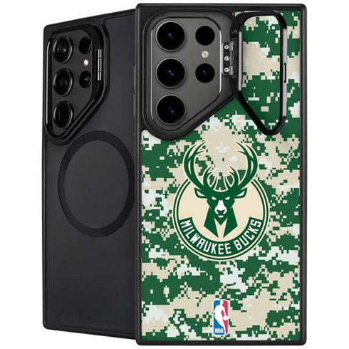 NBA Milwaukee Bucks Camo Digi Galaxy S26 Ultra Kickstand Case