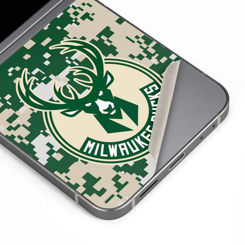 NBA Milwaukee Bucks Camo Digi Galaxy Z Flip6 Skin