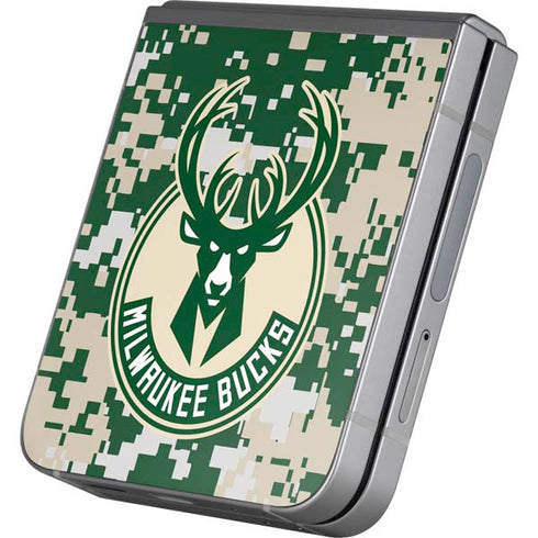 NBA Milwaukee Bucks Camo Digi Galaxy Z Flip6 Skin