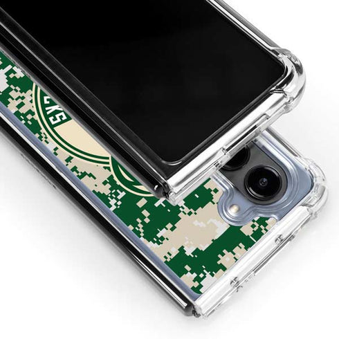 NBA Milwaukee Bucks Camo Digi Galaxy Z Fold5 5G Clear Case