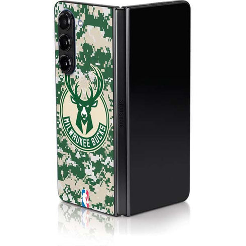 NBA Milwaukee Bucks Camo Digi Galaxy Z Fold5 5G Skin