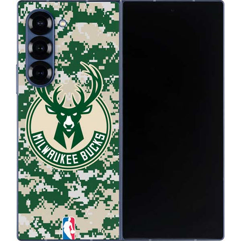 NBA Milwaukee Bucks Camo Digi Galaxy Z Fold6 Skin