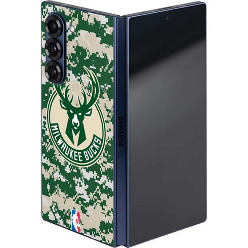 NBA Milwaukee Bucks Camo Digi Galaxy Z Fold6 Skin