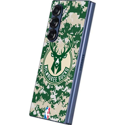 NBA Milwaukee Bucks Camo Digi Galaxy Z Fold6 Skin