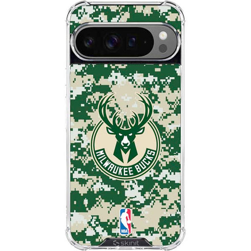 NBA Milwaukee Bucks Camo Digi Google Pixel 10 Pro XL Clear Case