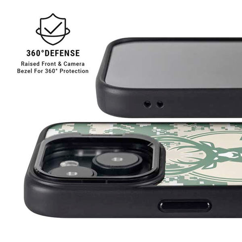 NBA Milwaukee Bucks Camo Digi iPhone 15 Kickstand Case