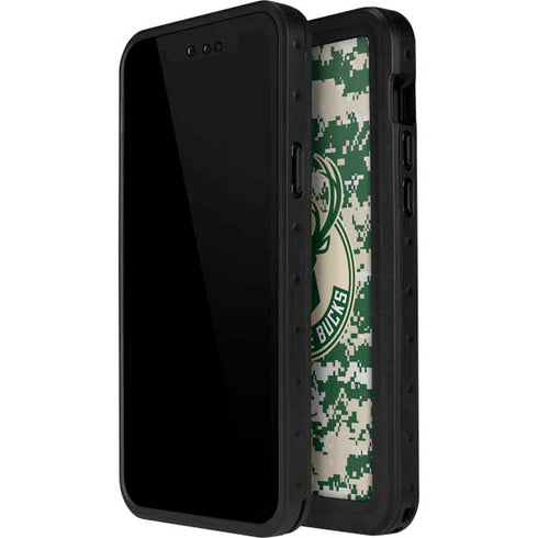 NBA Milwaukee Bucks Camo Digi iPhone 15 Pro Waterproof Case