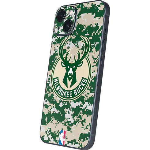 NBA Milwaukee Bucks Camo Digi iPhone 15 Skin