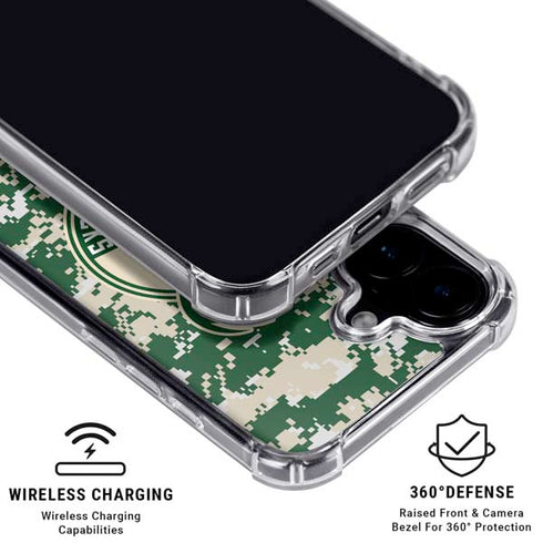 NBA Milwaukee Bucks Camo Digi iPhone 16 Clear Case