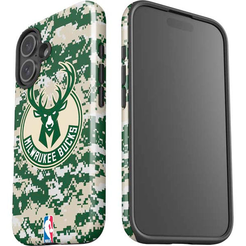 NBA Milwaukee Bucks Camo Digi iPhone 16 Impact Case