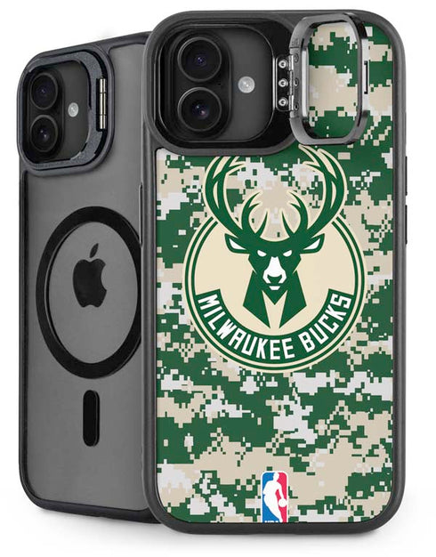 NBA Milwaukee Bucks Camo Digi iPhone 16 Kickstand Case