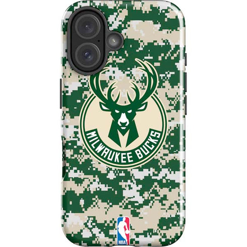 NBA Milwaukee Bucks Camo Digi iPhone 16 Plus Impact Case