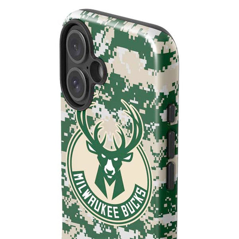 NBA Milwaukee Bucks Camo Digi iPhone 16 Plus Impact Case