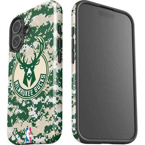 NBA Milwaukee Bucks Camo Digi iPhone 16 Plus Impact Case