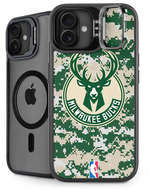 NBA Milwaukee Bucks Camo Digi iPhone 16 Plus Kickstand Case